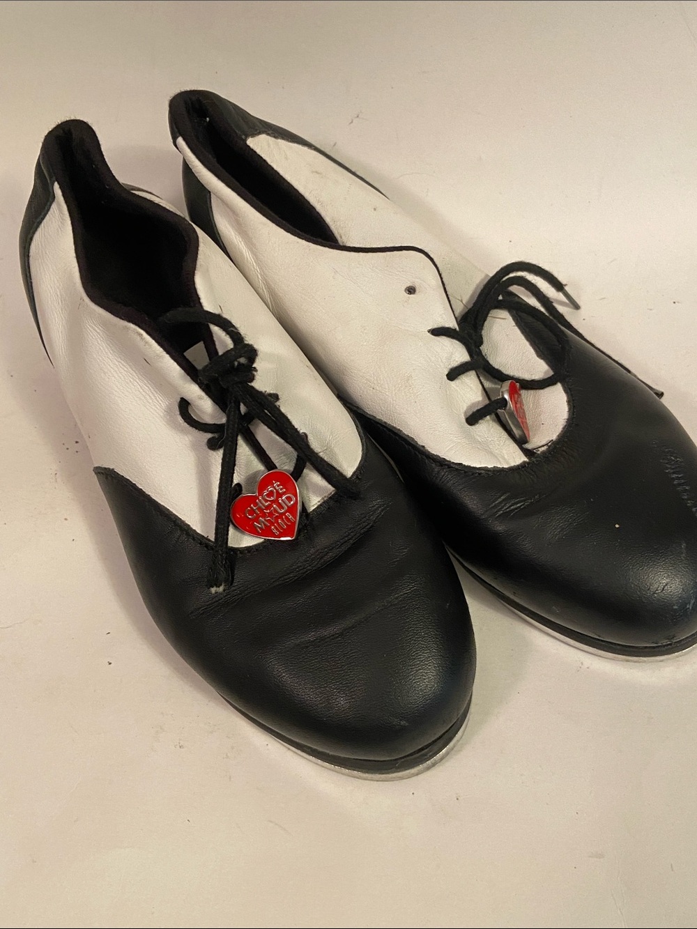 Chloe  Maud Kids  Bloch Oxford Black /White Leather Tap Shoes New S0327L Size 5